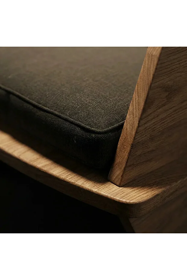 BIRD Ahşap Ceviz Berjer, Krem Keten Kumaş Tekli Koltuk, Doğal Ahşap Kanepe